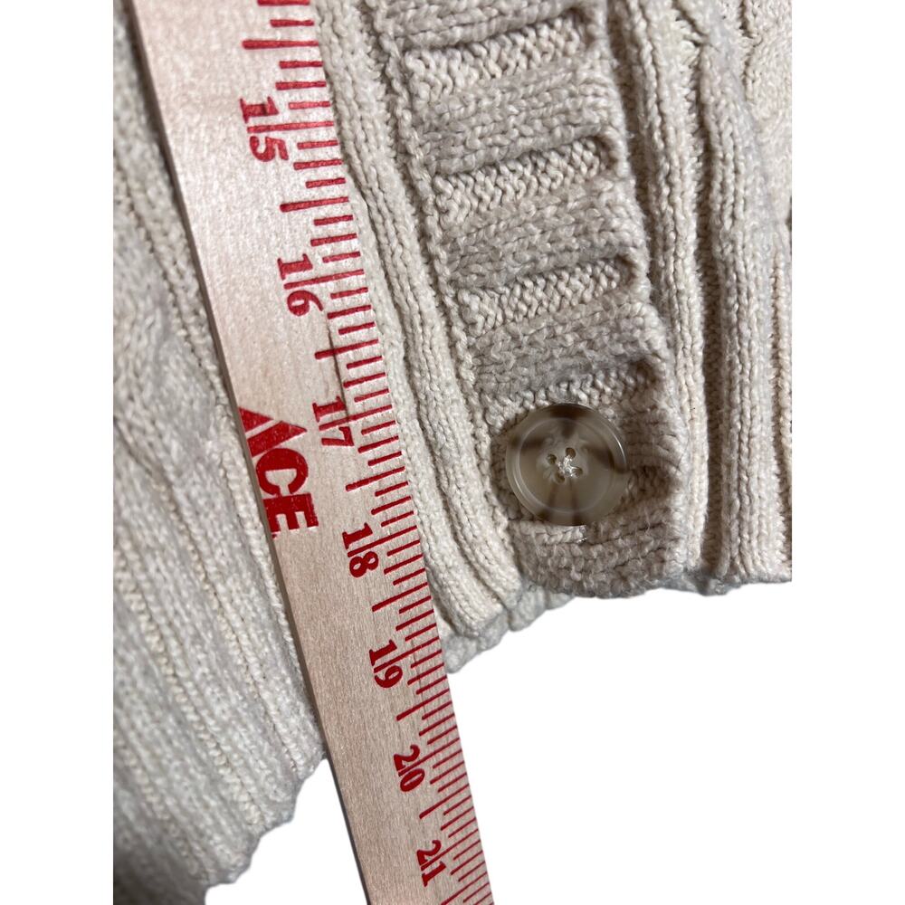 American Eagle Cable Knit Fisherman Cropped Y2K Cream Button Cardigan Sz Small - Picture 8 of 9
